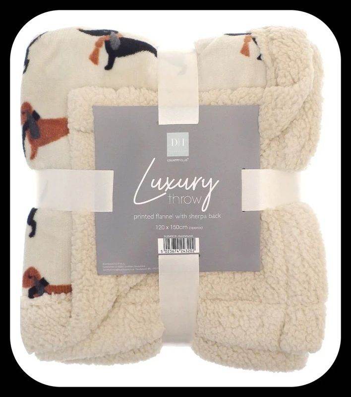 Luxury Sherpa Throw - Dachshund L 150 x W 120 cm approx brand new