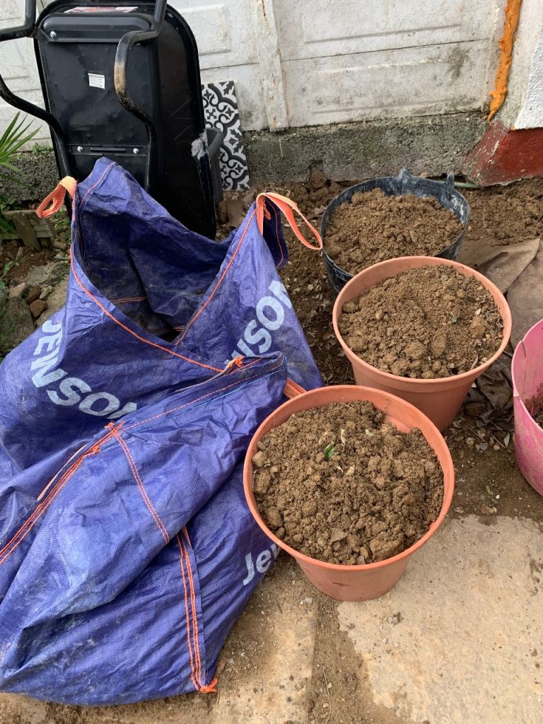 Free soil and sacks of stones/rubble