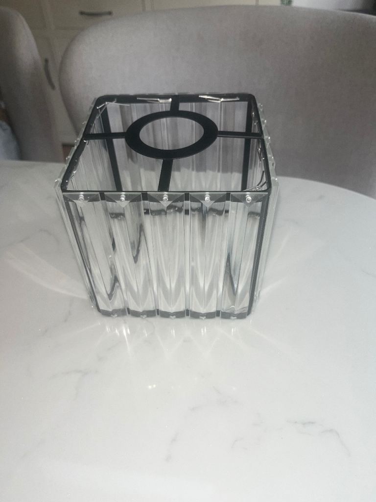 Set of 4 New Black and Clear Glass Lamp Shades