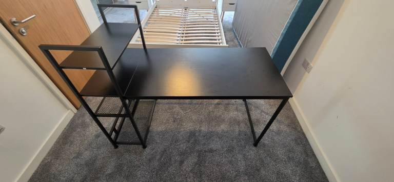 Black Desk with Shelving Unit – As Good As New