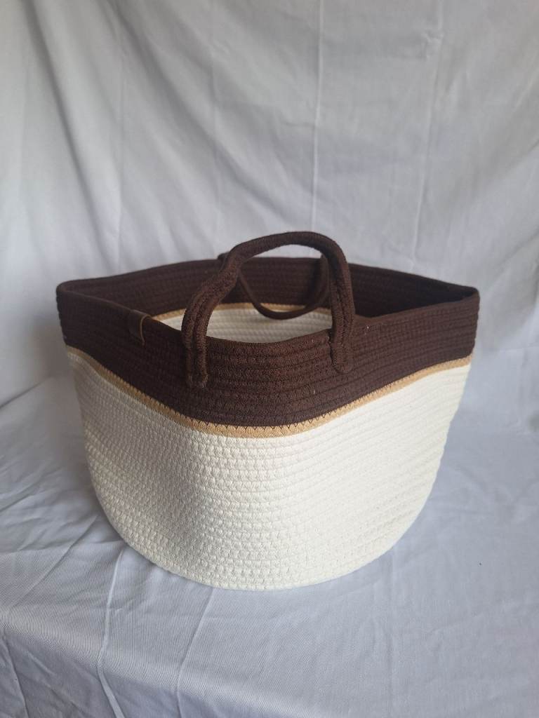 Large Thick Cotton Rope Storage Basket Round 40cm Diameter 23cm Deep (New)