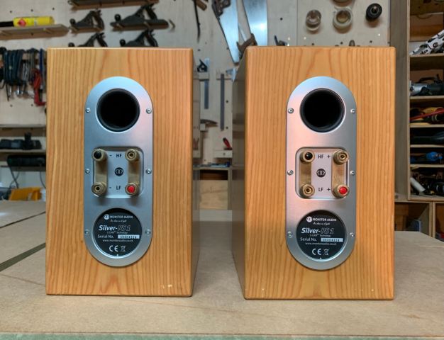 Monitor Audio Silver RS1 Bookshelf Speakers. Real oak finish