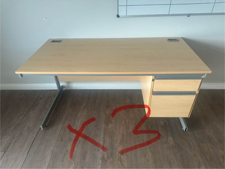 3 x Desk with side drawers