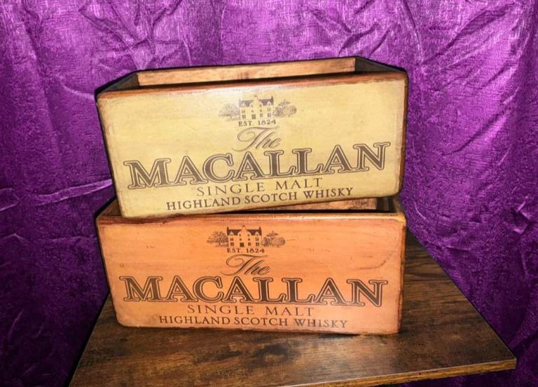 image for The Macallan Whisky - Wooden Whisky Bottle Display Centerpiece 