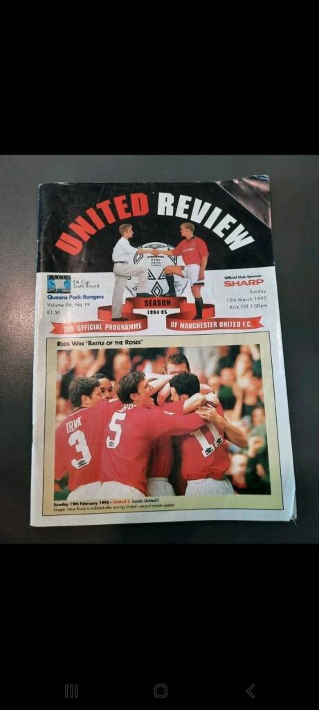 Manchester United V Queens Park Rangers FA Cup 6th Round 94/95 -12/3/1995
