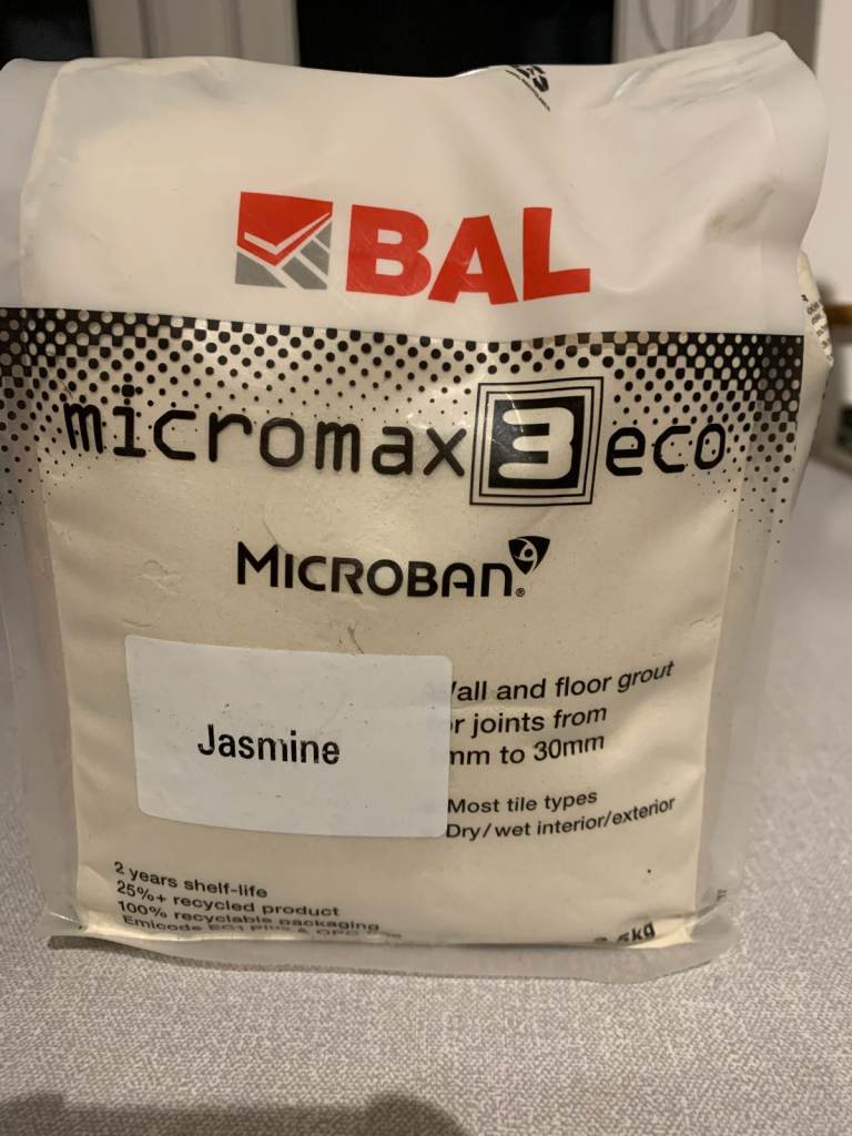 Grout (wall and floor) - 2.5KG Bal Micromax 3 Eco Microban (Jasmine colour - kind of ivory/cream)
