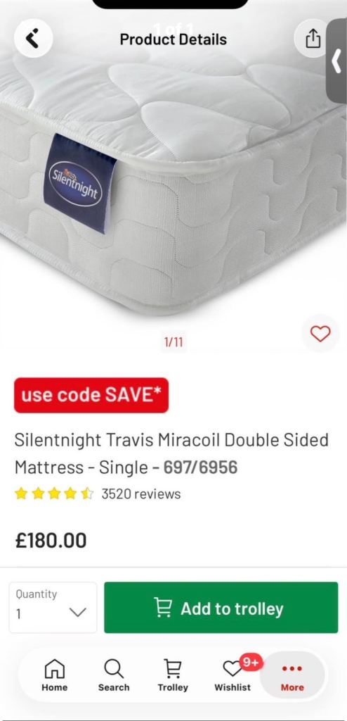 Silent night single mattress