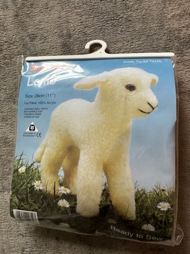 New Cuddly Lamb Toy Kit – Ready to Sew, 28cm