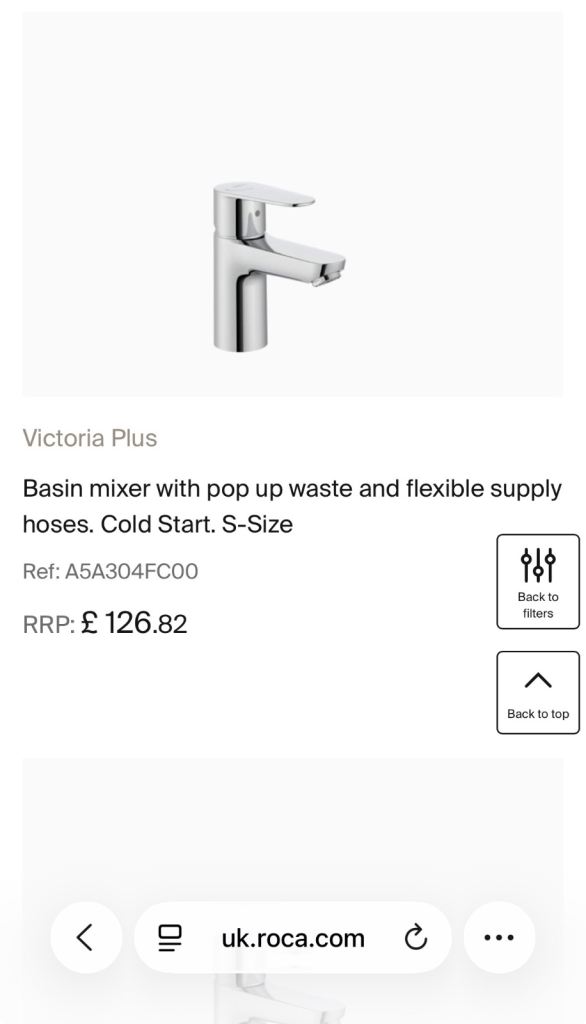 Roca Victoria Plus Basin Mixer Tap Chrome With Cold Start - A5A3A4FC00