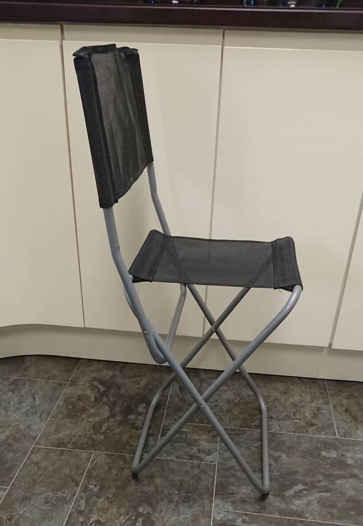 Folding Camping Chair - Black Fabric, Excellent Condition