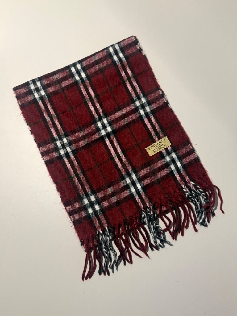 image for Vintage Burberry Scarf Red Black White