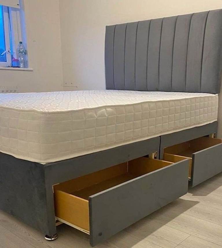 Comfortable DIVAN 5FT King Size Divan Bed Base >> Mattress + Storage Drawers >> Flat 20% Off >>>