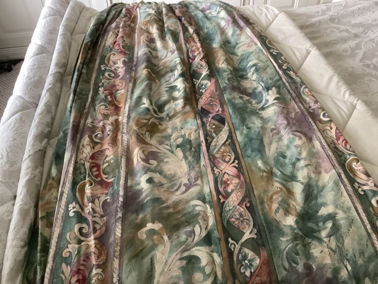 Multicoloured Floral Pattern Curtains  with swags & tails– Good Condition & very large
