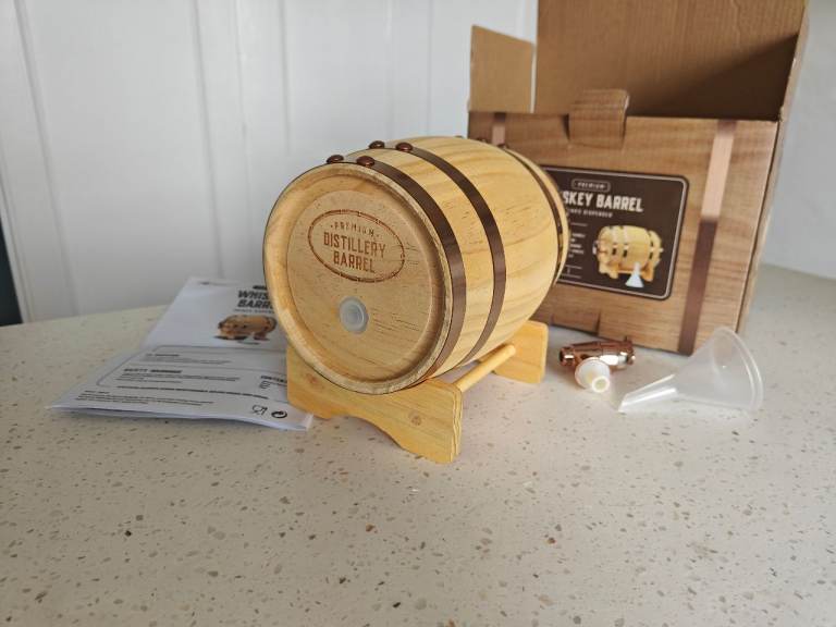 Whiskey Barrel Dispenser – New, Unused
