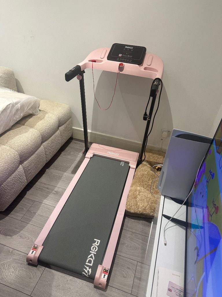 Pink foldable treadmill
