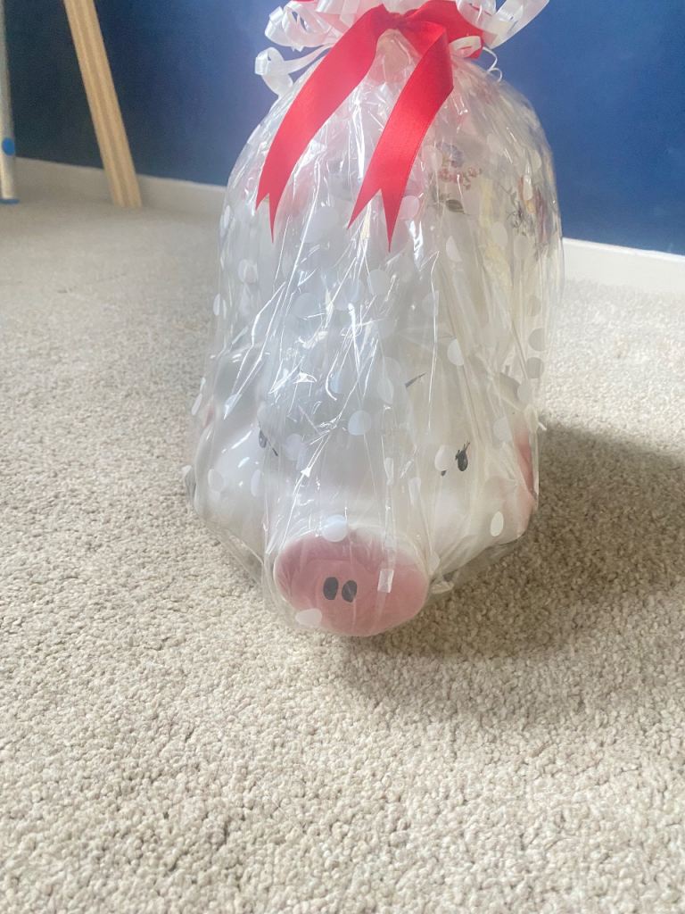  Large Ceramic Piggy Bank with Floral Detail