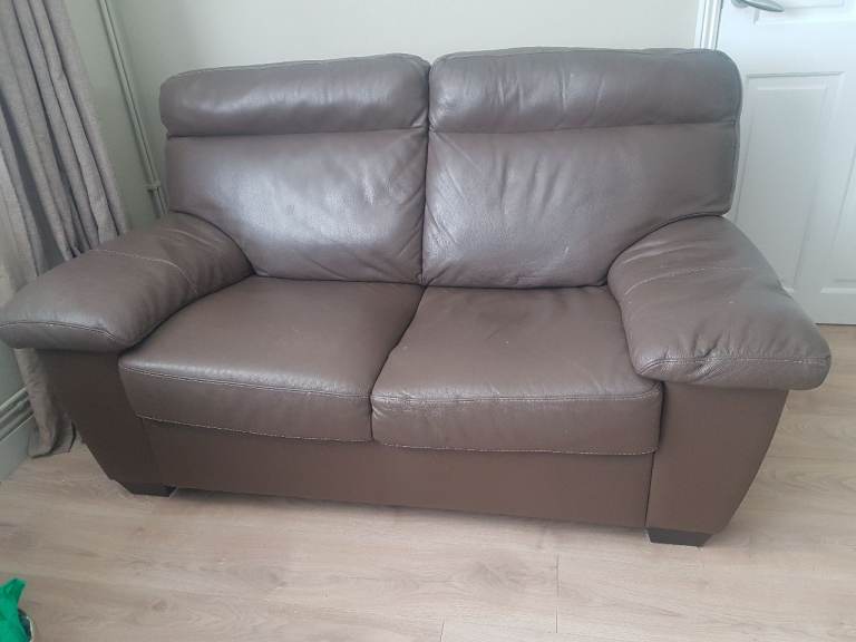 Brown leather sofa