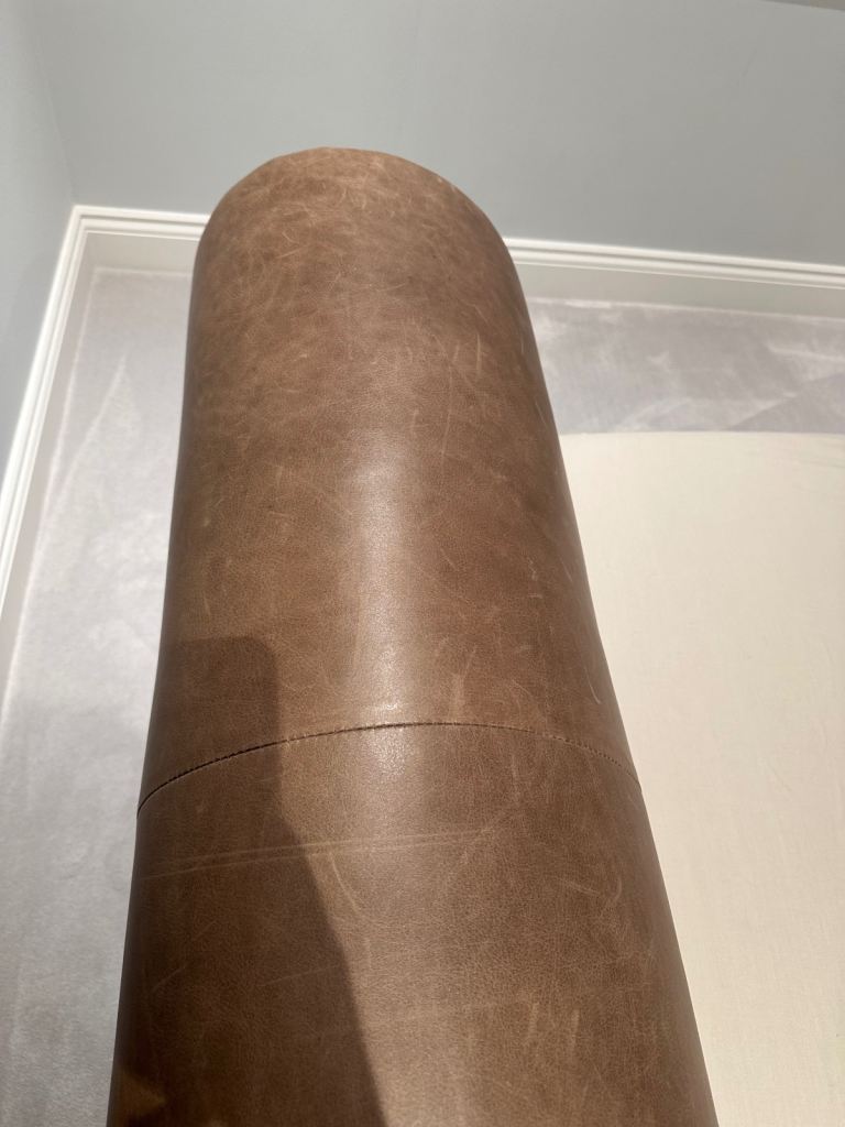 Brown Leather Sleigh Bed Frame – double