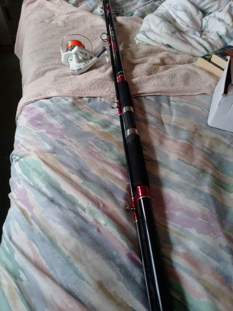 Beach casting rod and reel and line 