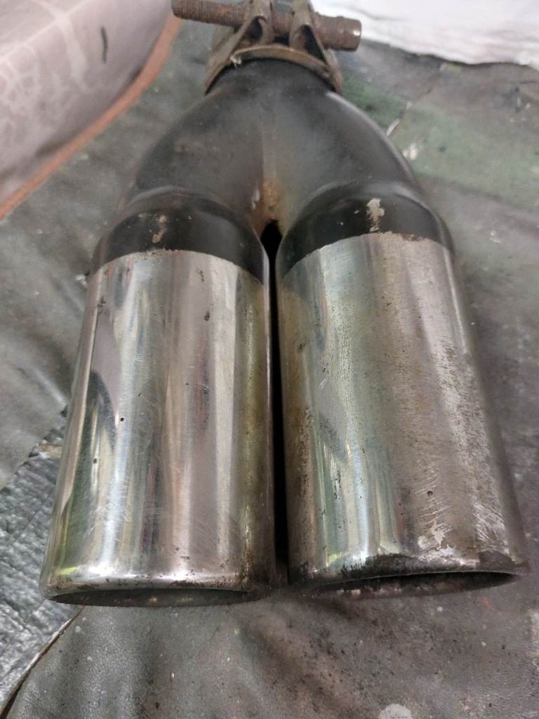 Car tailpipe  one into two crome ends used 