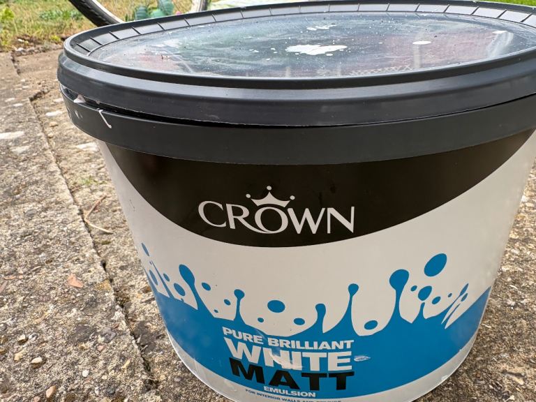 Crown Pure Brilliant White Matt Emulsion Paint - Nearly Full