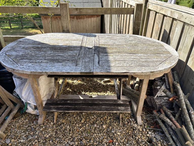 Teak Garden Table & 4 folding chairs