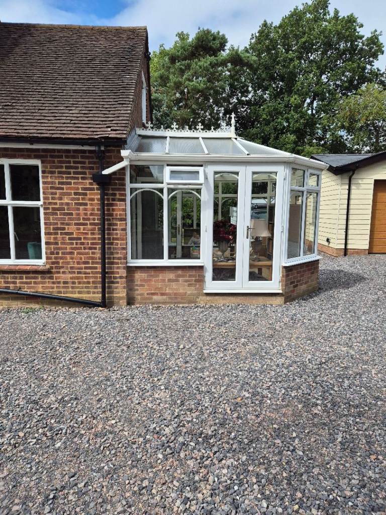 White UPVC Conservatory with Double doors 