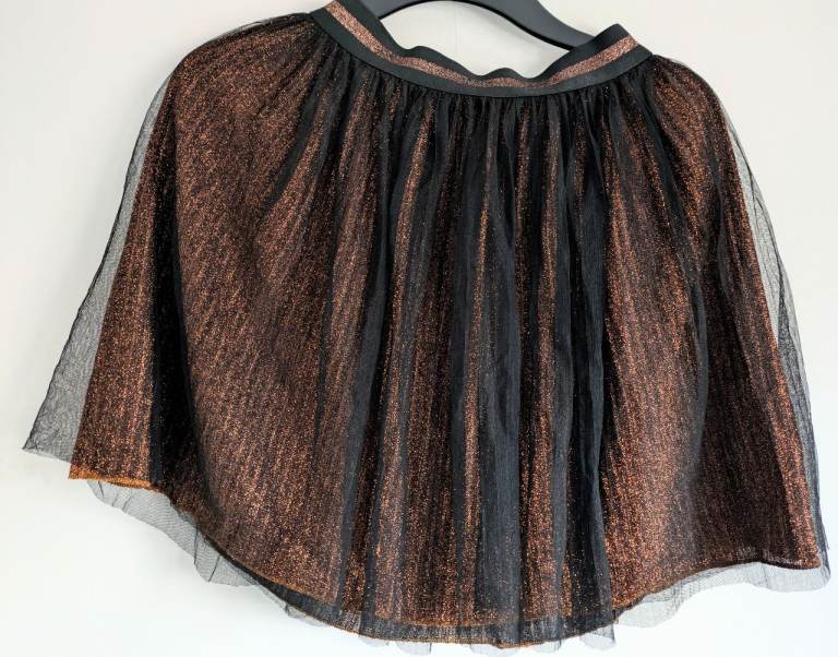 Next Girls Black & Sparkly Rose Gold Party Skirt 12 y