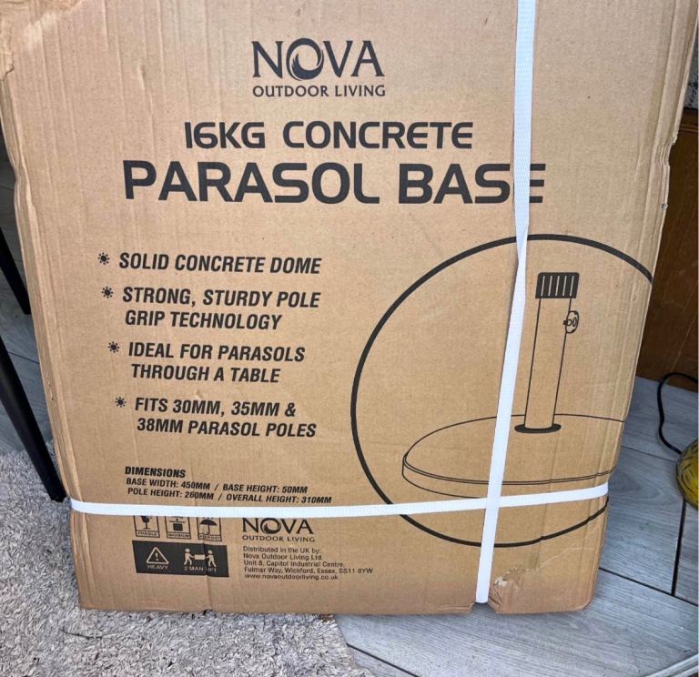 NOVA 16KG Concrete Parasol Base – Black, BRAND NEW