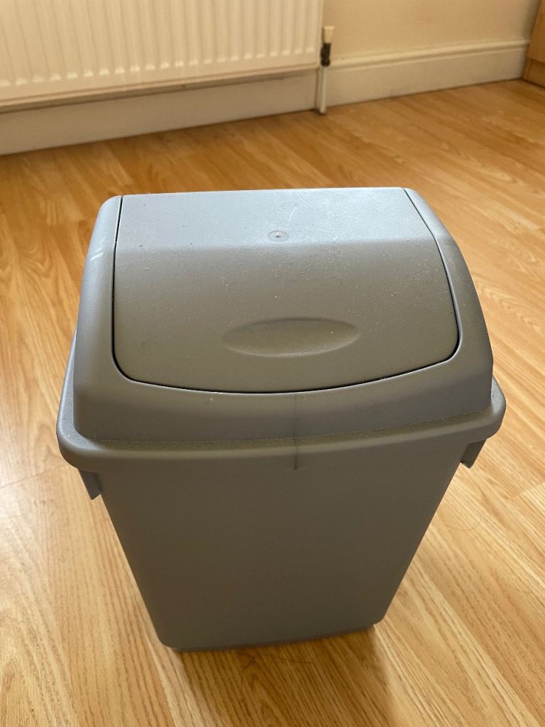 Small Grey Push-Top Kitchen/Utility Bin