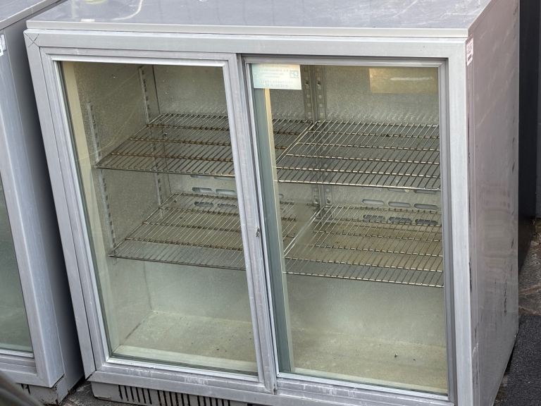 Commercial Double Door Bottle Cooler - Fair Condition, Good for Catering