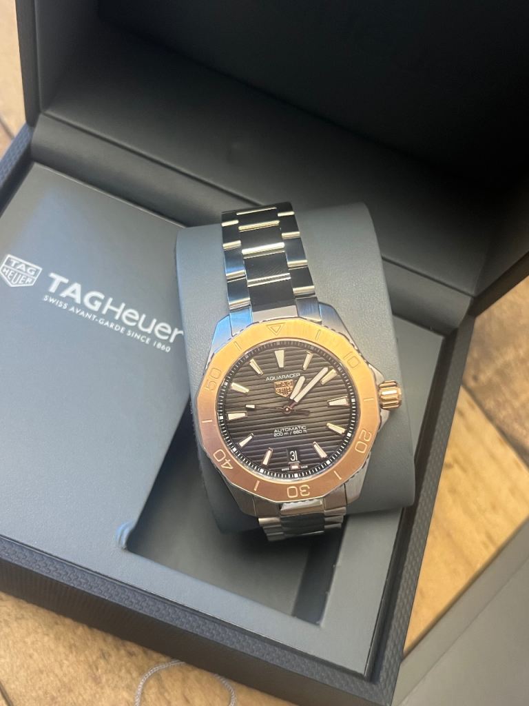 TAG Heuer men’s watch 40mm Aquaracer gold bezel WBP2151