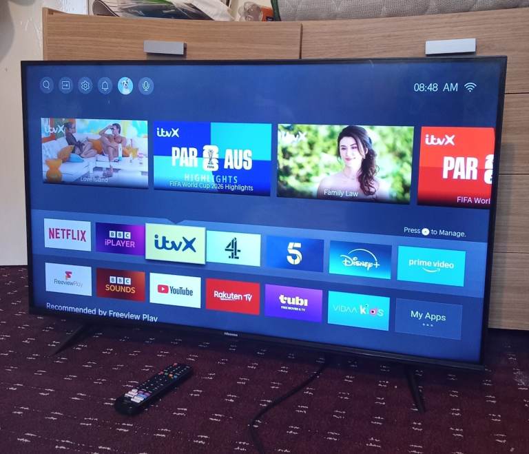 Hisense smart 43 inch 4k ultra HD slim lightweight Freeview TV with remote 
