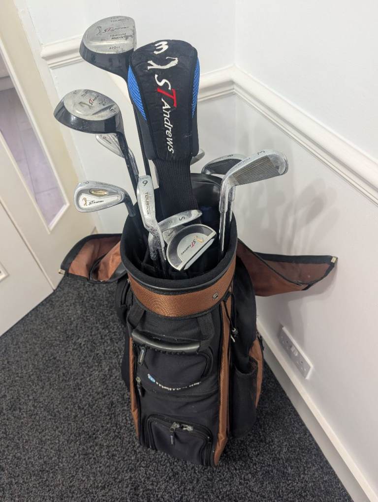 St Andrews full set of golf clubs, comes with Memphis bag