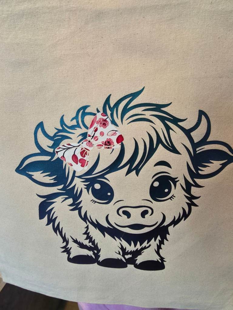 Mini highland cow canvas bag