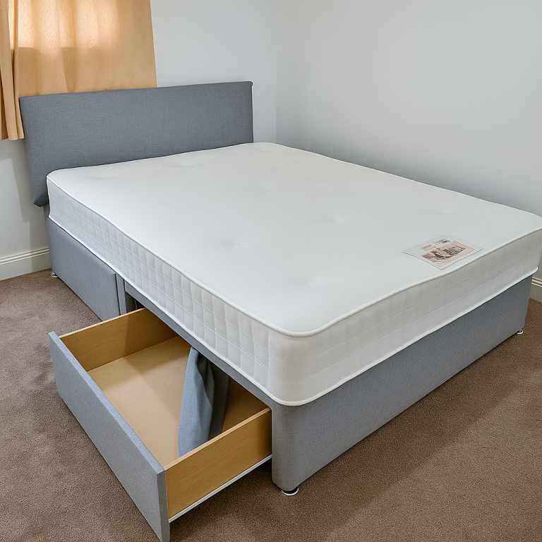 High-Quality Divan Bed Sets with Storage Drawers – All Sizes with Optional Mattress Included 