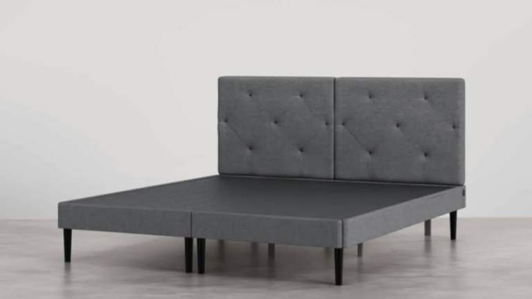 Emma King Signature Bed Frame Tufted Headboard Grey