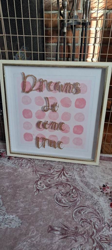 Framed 'Dreams Do Come True' Picture - Pink & Gold