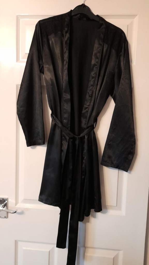 Size 10 black satin dressing gown from George