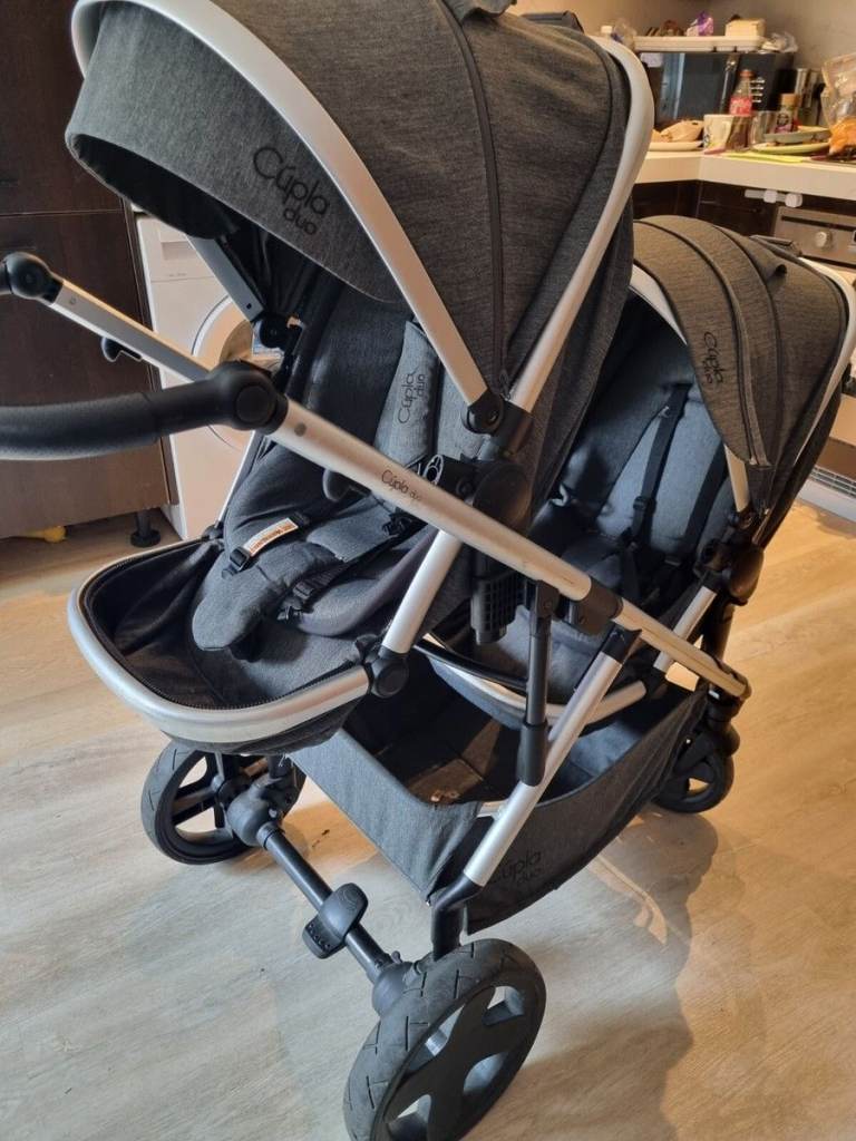 Cupla Duo Double Pushchair – Grey, Good Condition