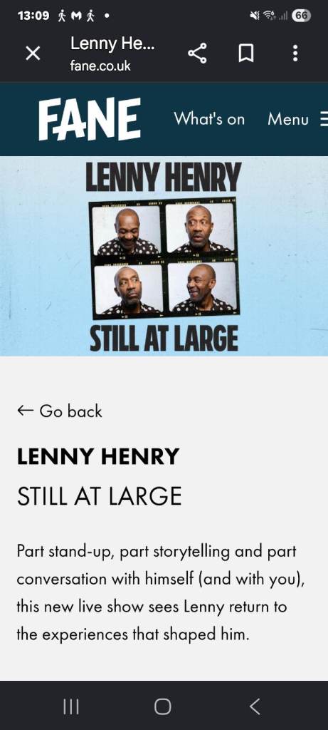 Lenny Henry x2 tickets Glasow Glee club