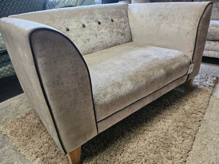 Exdisplay dfs small velvet sofa 