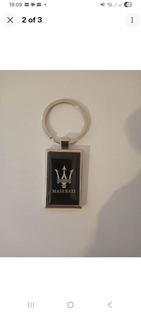 Maserati Keyring - Silver and Black Metal