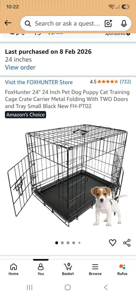 24 Inch Pet Dog Puppy Cat Training Cage Crate Carrier Metal Folding With TWO Doors and Tray