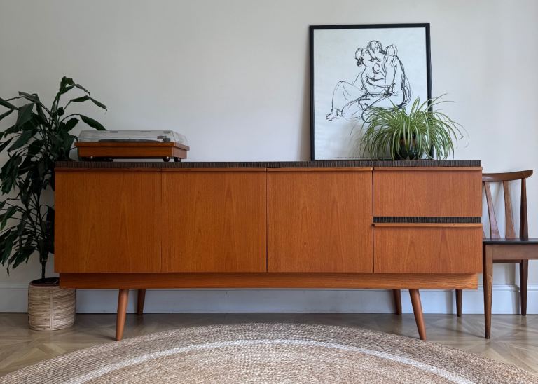 Mid century modern vintage retro mcintosh tv record media sideboard cabinet 