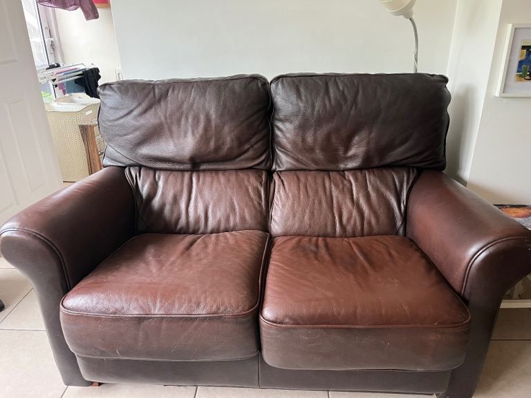 Brown leather two seater excellent quality