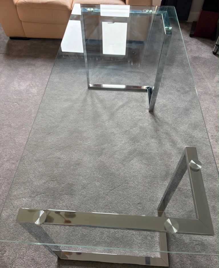 Modern Glass Coffee Table with Chrome Frame