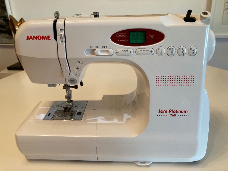 Janone Jem Platinum 760 Sewing Machine & Walking Foot Extension Table Portable