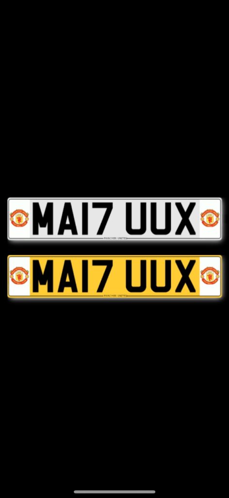 Man u number plates for sale