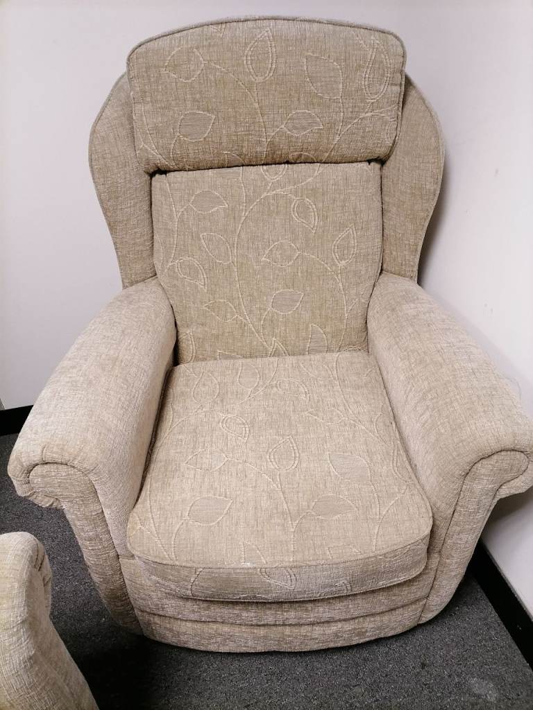 Wingback cream reclining armchairs x 2